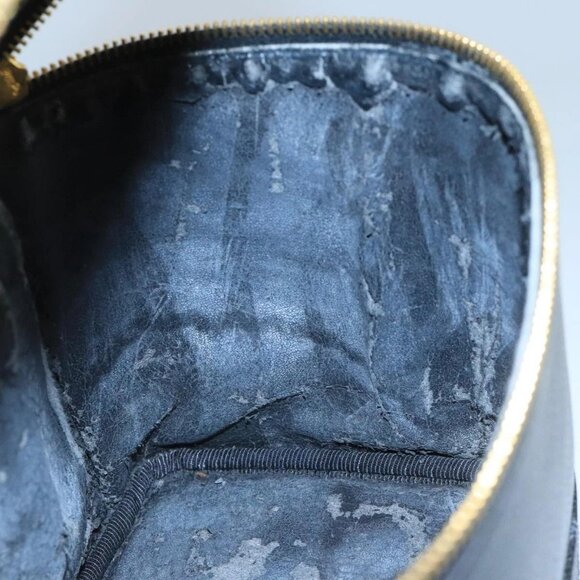 CHANEL Bicolore Vanity Cosmetic Pouch Grained Calf Skin Black Gold CC Auth - Picture 13 of 15